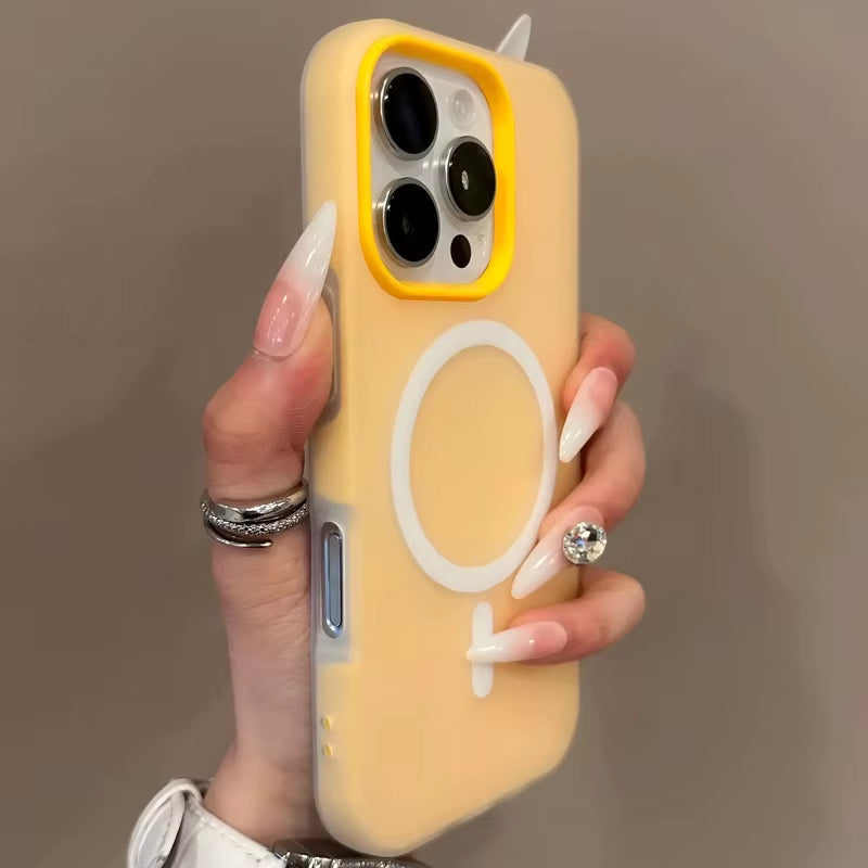Luxury Candy Color 2 in 1 for Magsafe Case for Iphone 16 15 14 13 12 17 Pro Max plus Magnetic Wireless Charge Clear Matte Cover